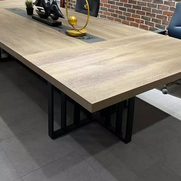 VIDAL Boardroom Table 3.6m x 1.6m - Warm Oak & Black - Image 4