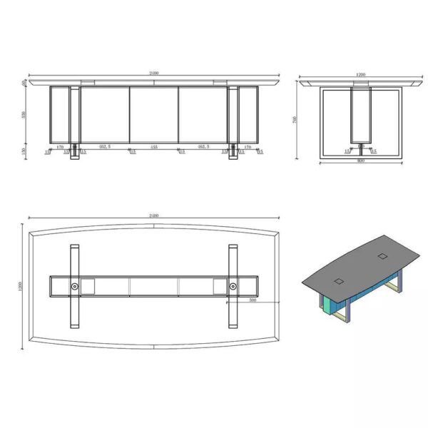 INIGO Boardroom Table 2.4M - Hazelnut & Black - Image 6