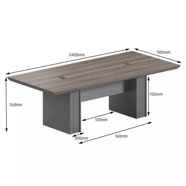 MADDOK Boardroom Table 2.4M - Chocolate & Charcoal Grey - Image 4