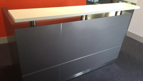 Hugo Reception Counter Reception Desk Salon Metallic Grey Office Furniture - Image 5