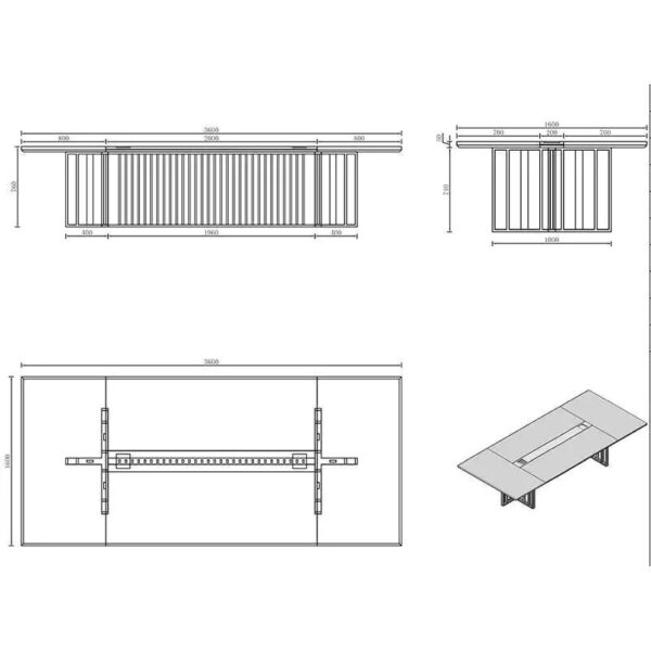 VIDAL Boardroom Table 3.6m x 1.6m - Warm Oak & Black - Image 5