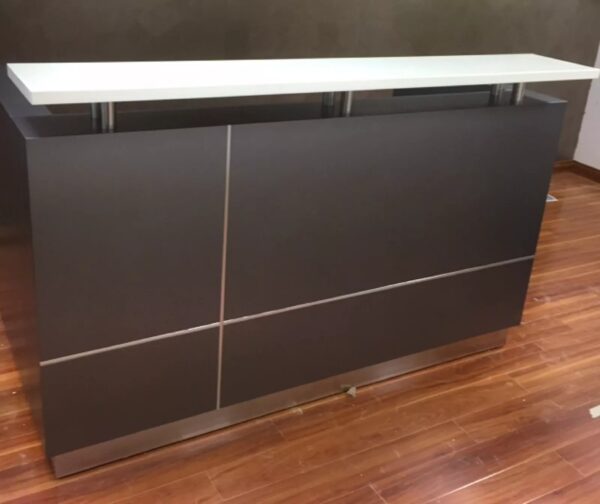 Hugo Reception Counter Reception Desk Salon Metallic Grey Office Furniture - Image 6