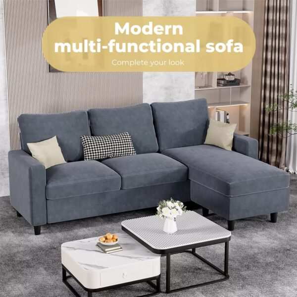 Levede 3 Seater Sofa L-Shaped Convertible Modular Couch Lounge Ottoman 195cm - Image 5