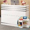 Impressions Reception Desk - Modern Counter with Shelves, White Office Furniture