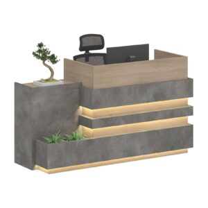 KERAN Office Reception Desk Counter 1.8M Left Panel Grey Office Desk