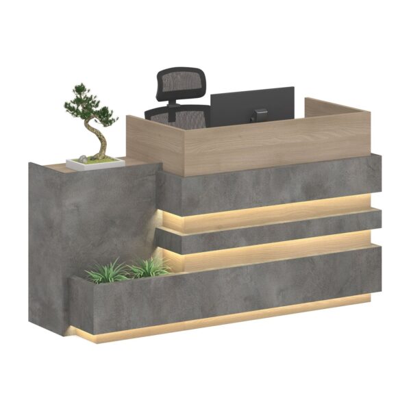 KERAN Office Reception Desk Counter 1.8M Left Panel Grey Office Desk