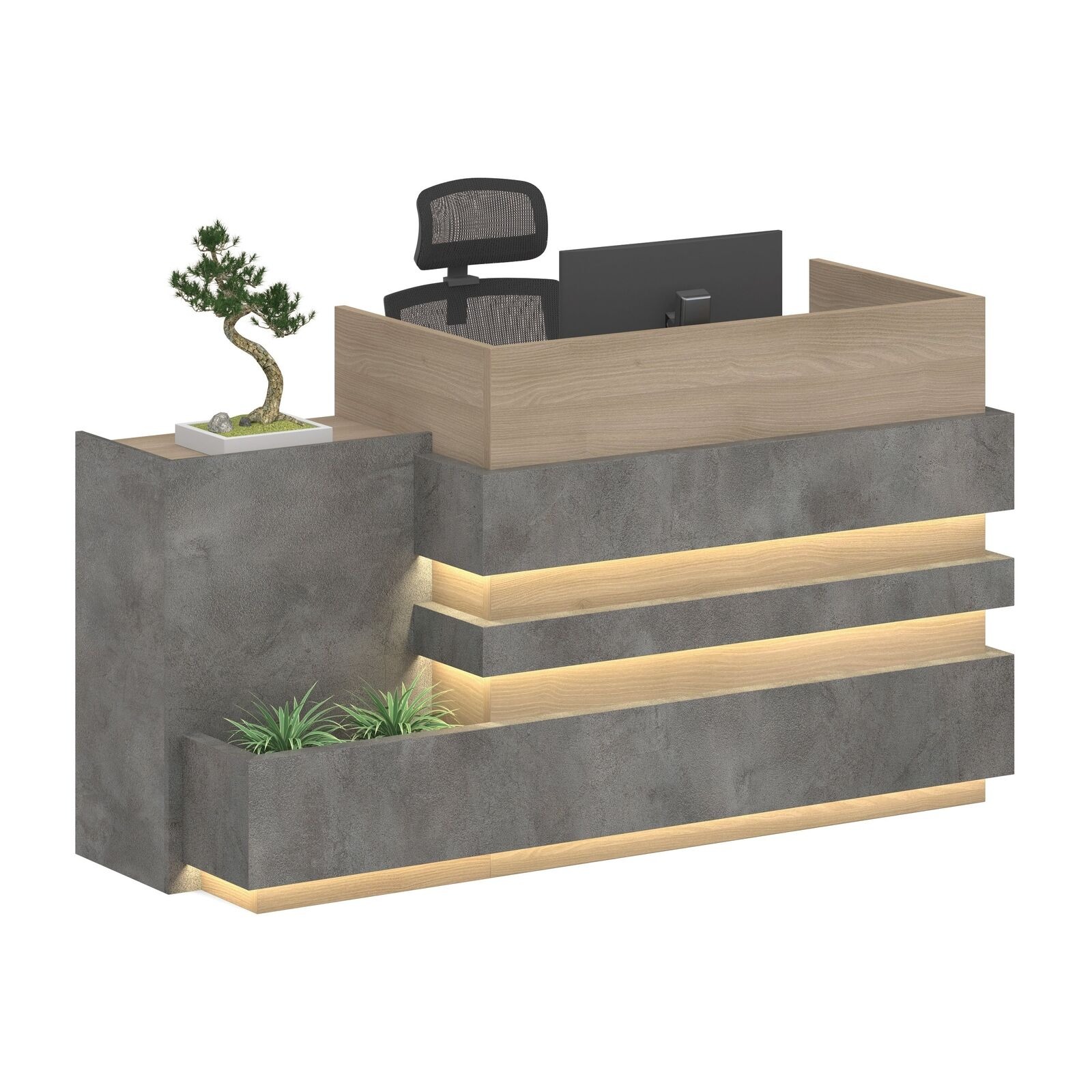 KERAN Office Reception Desk Counter 1.8M Left Panel Grey Office Desk