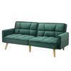 Oikiture Sofa Bed Futon Convertible Velvet Lounge Couch 3-Seater Recliner Green - Image 6