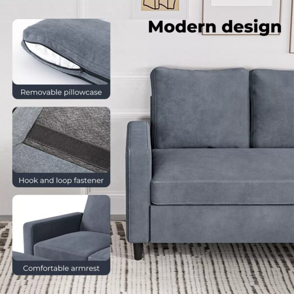 Levede 3 Seater Sofa L-Shaped Convertible Modular Couch Lounge Ottoman 195cm - Image 6