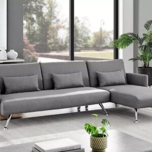 Foret 3 Seater Sofa Bed Modular Corner Lounge Recliner Couch in shade grey