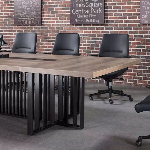 VIDAL Boardroom Table 3.6m x 1.6m - Warm Oak & Black - Image 8