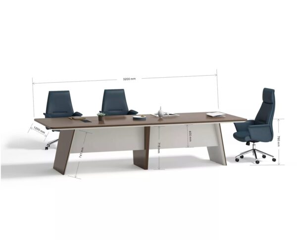 ANDERS Boardroom Table 320cm - Hazelnut & Beige - Image 5