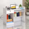 Impressions Reception Desk - Modern Counter with Shelves, White Office Furniture - Image 2