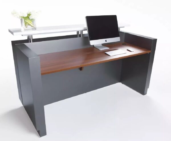 Hugo Reception Counter Reception Desk Salon Metallic Grey Office Furniture - Image 2