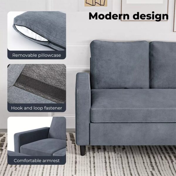 Levede 3 Seater Sofa L-Shaped Convertible Modular Couch Lounge Ottoman 195cm - Image 2
