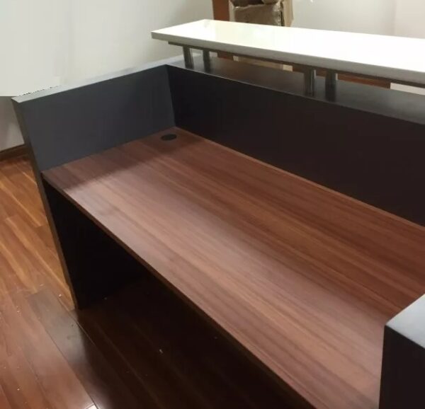 Hugo Reception Counter Reception Desk Salon Metallic Grey Office Furniture - Image 3