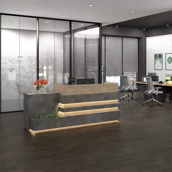 KERAN Office Reception Desk Counter 1.8M Left Panel Grey Office Desk - Image 3