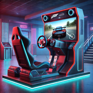 Driving arcade machines at DMA Online.