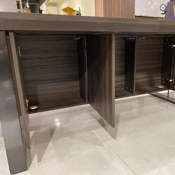 INIGO Boardroom Meeting Table 2.4M - Hazelnut & Black - Image 2