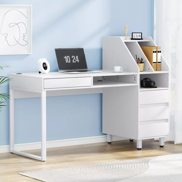 Artiss Computer Desk Office Study Desks Table Drawer Bookshelf Cabinet 150CM - Image 2