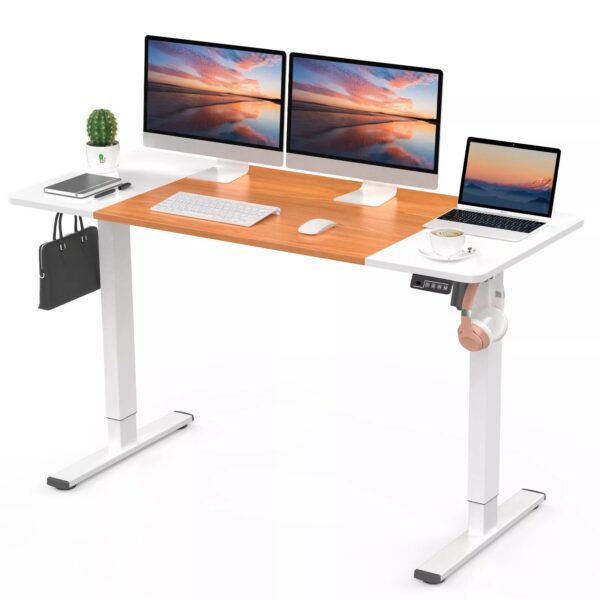 Ergomaker Electric Standing Desk Adjustable Sit Stand Table 140cm White/Cherry - Image 2