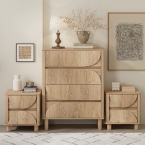 Arched 4 Chest of Drawers Dresser Tallboy and 2 Bedside Tables Bedroom Living