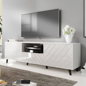 Foret High Gloss 180cm TV Cabinet Entertainment Unit Stand White Storage Drawers