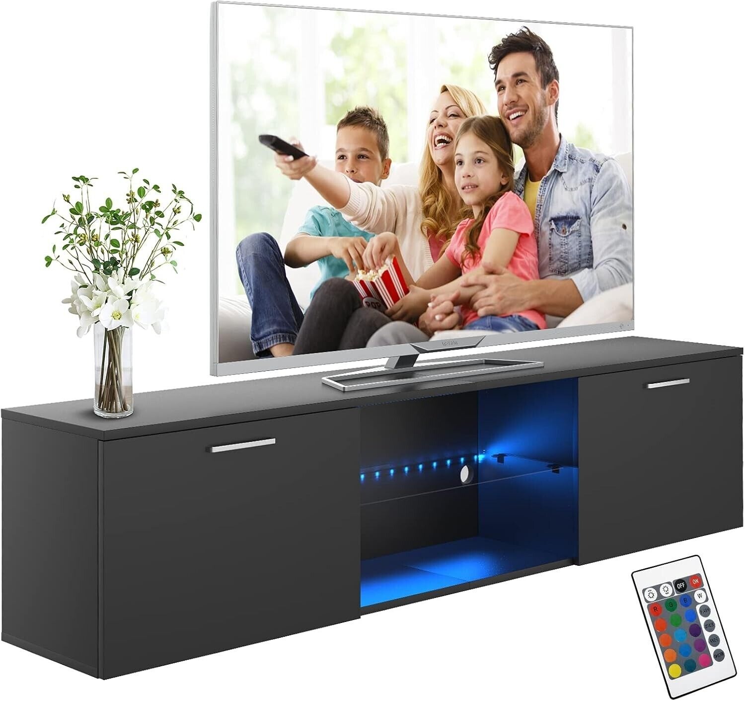 TV Unit Cabinet, 160cm Entertainment Unit, Wooden TV Stand Cabinet, Modern Media
