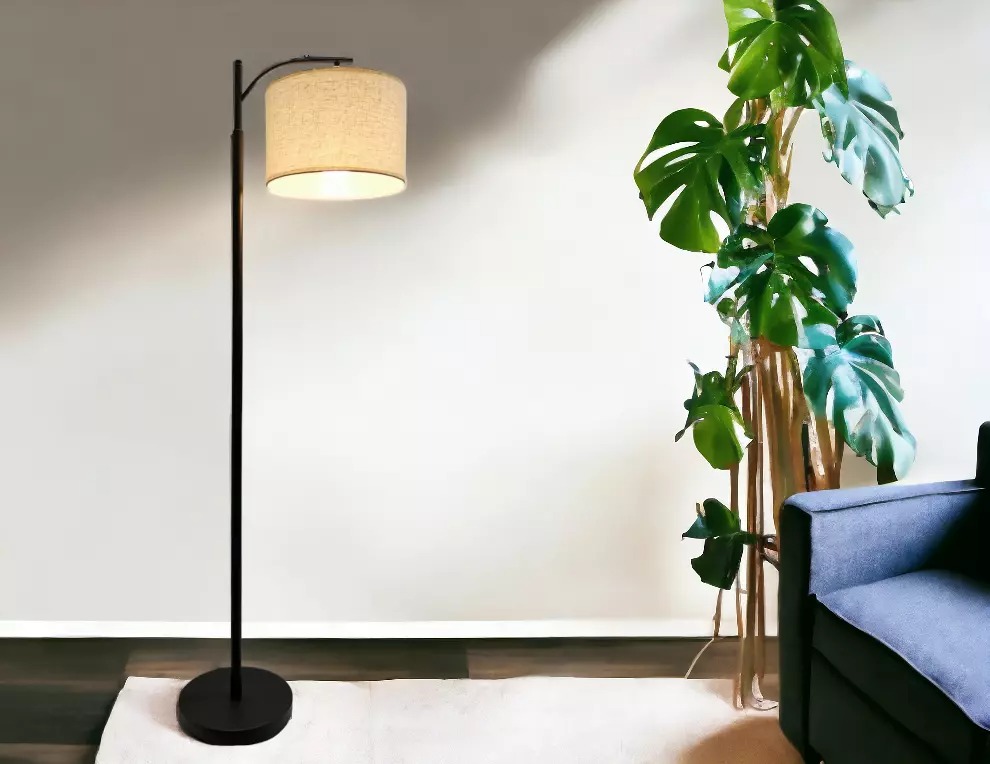 New Modern Black Floor Lamp Black Stand Storage Reading Lighting Shade