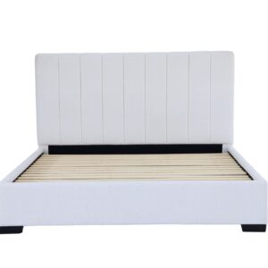 King Bed Frame | Luxury White BOUCLE Upholstery