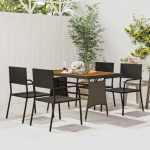 Tidyard 5 Piece Garden Dining Set Dinner Table and Armchairs Garden Patio C2M8