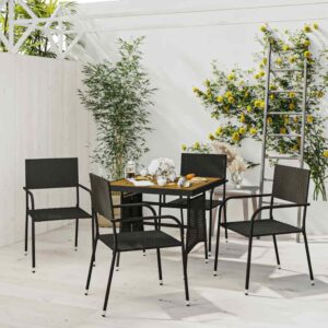 Tidyard 5 Piece Garden Dining Set Dinner Table and Armchairs Garden Patio I6Q7