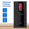 Steel Storage Cabinet 6 Doors Locker Tall Black Heavy Duty Cupboard Furniture - Image 3