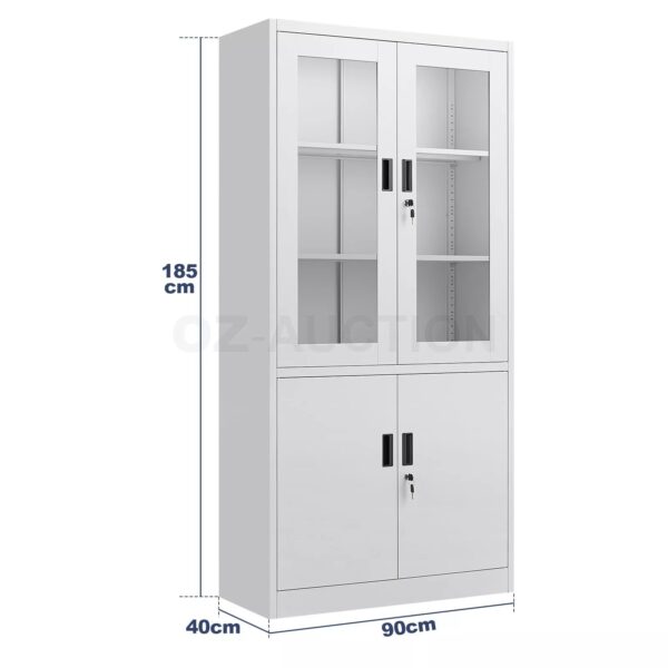 Steel Filing Cabinet Locker Office File Storage Shelves Lockable Cupboard Garage - Image 3