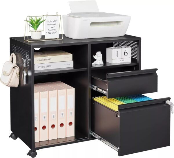 Metal File Cabinet with Shelves,Lockable Drawers Black Office Legal/Letter/A4 - Image 3