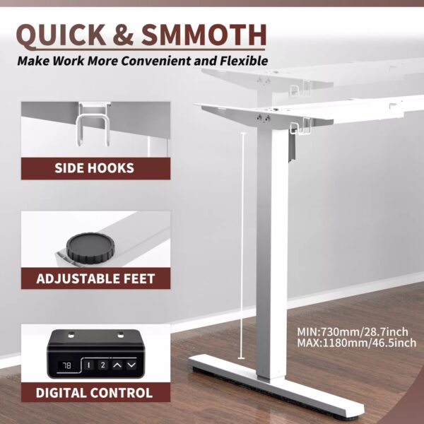 Ergomaker Electric Standing Desk Height Adjustable Sit Stand Motorised Single - Image 2