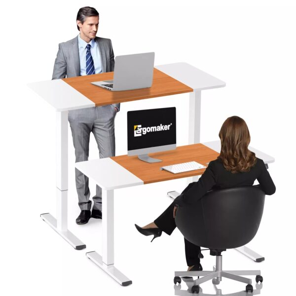 Ergomaker Electric Standing Desk Adjustable Sit Stand Table 140cm White/Cherry - Image 3