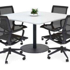 Sapphire Disc Base Boardroom Rectangle Table - Rounded Corners [1100L x 1100W...