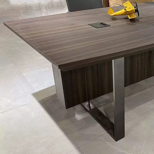 INIGO Boardroom Meeting Table 2.4M - Hazelnut & Black - Image 4
