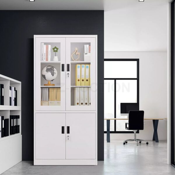 Steel Filing Cabinet Locker Office File Storage Shelves Lockable Cupboard Garage - Image 4