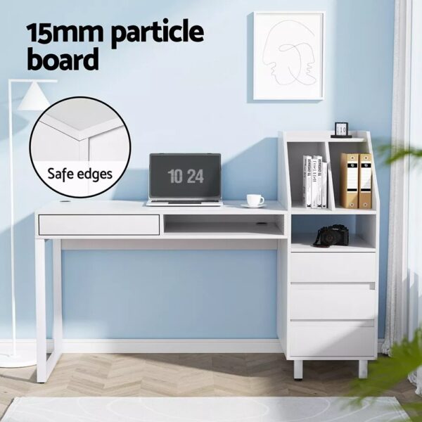 Artiss Computer Desk Office Study Desks Table Drawer Bookshelf Cabinet 150CM - Image 4