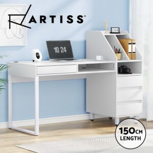 Artiss Computer Desk Office Study Desks Table Drawer Bookshelf Cabinet 150CM
