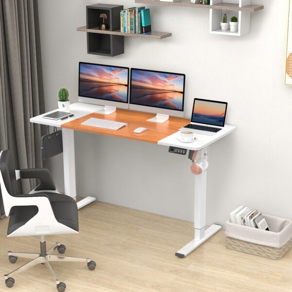 Ergomaker Electric Standing Desk Adjustable Sit Stand Table 140cm White/Cherry