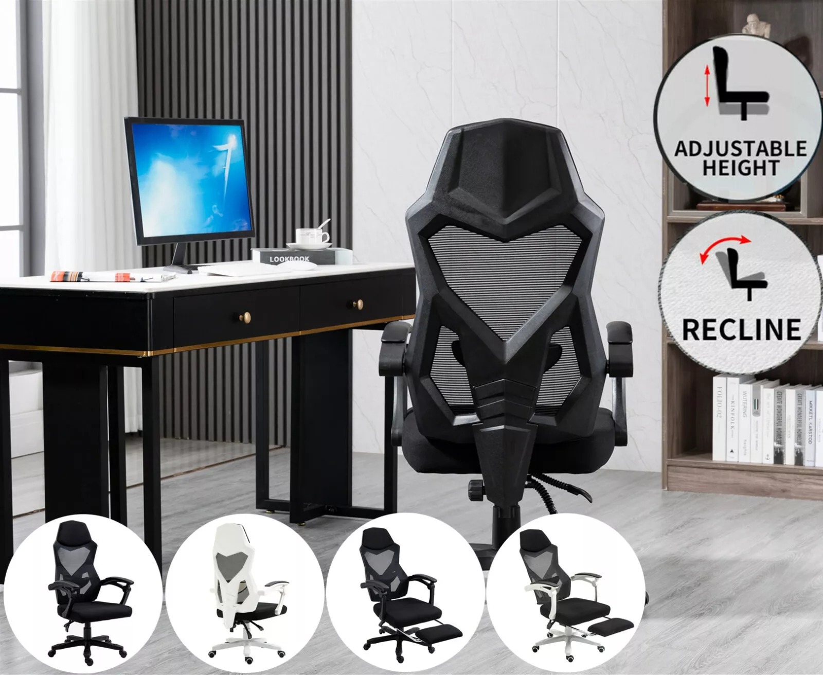 Ergonomic Office Chair High Back Adjustable Mesh Recliner Computer Chair