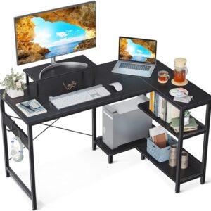 ODK L Shaped Computer Desk with Reversible Storage Shelves, L-Shaped Corner Desk