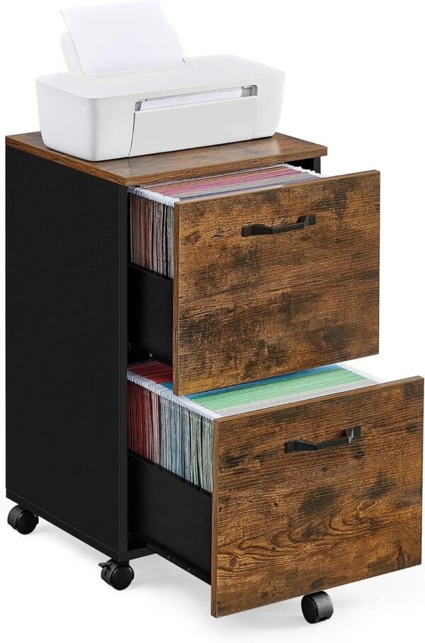 VASAGLE 2-Drawer File Cabinet, Filing Cabinet for Home Office, Small Rolling ...