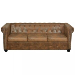 3 Seater Sofa Faux Leather Luxury Couch Elegant Lounge Seat Home Decor Furniture