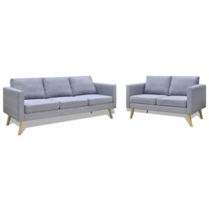 2 Pcs Sofa Set Upholstered Fabric 5-Seater Couch Elegant Home Office Furniture