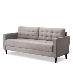 Zinus Mid-Century Retro 3 Seater Sofa Lounge Futon Couch Suite Fabric Grey 194cm