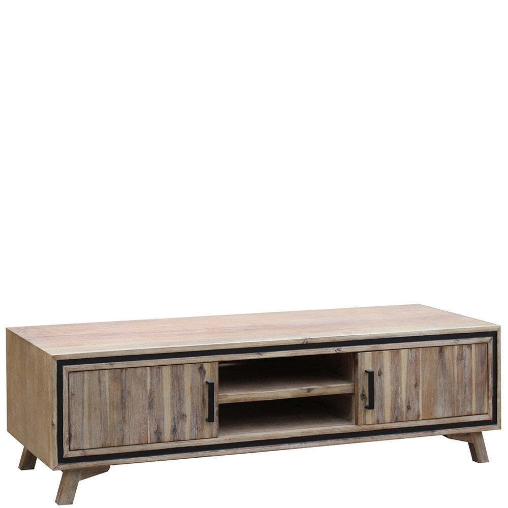 TV Cabinet with 2 Storage Drawers Cabinet Solid Acacia Wooden Entertainment Unit